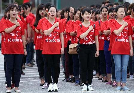 12.000 đoàn viên, thanh niên hát Quốc ca dưới cờ Tổ quốc